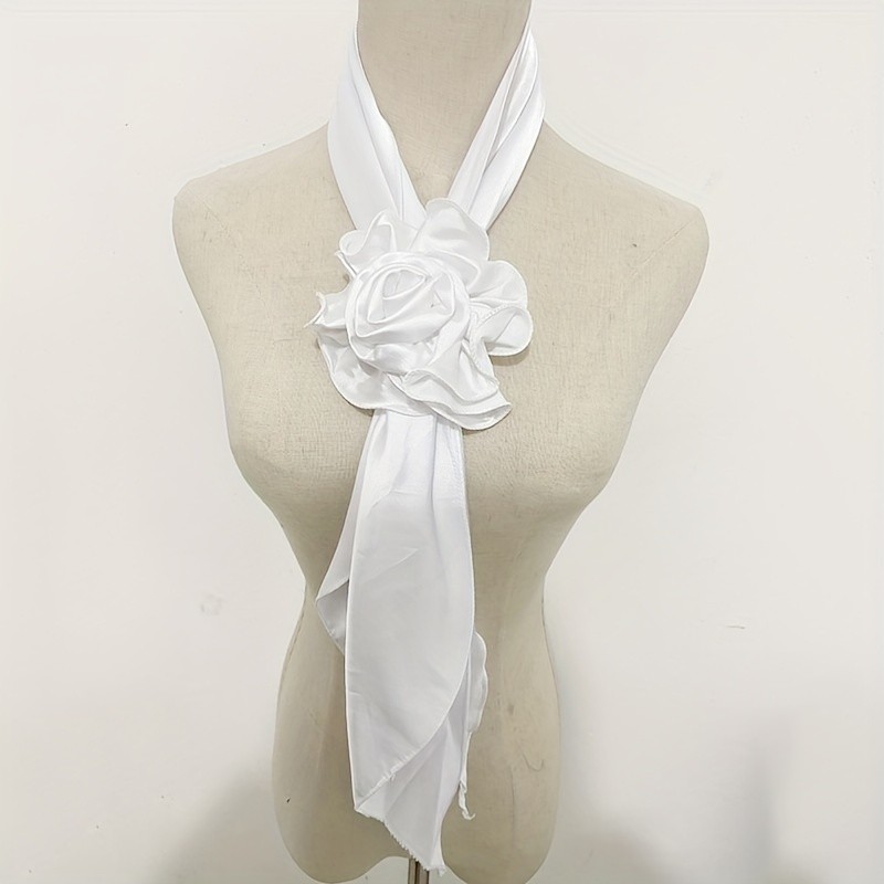 Versatile Satin Flower Scarf - Elegant Neck Decor with Detachable Long Scarf, Multi-Color Options, Simple Irregular Design, Perfect for Any Occasion, Easy to Style and Mix-Match