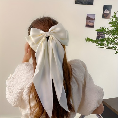 Temperament Style Fashion Large Red Bow Knot Fabric Hair Clip Women Long Ribbon Butterfly Hair Clip, ideal choice for gifts