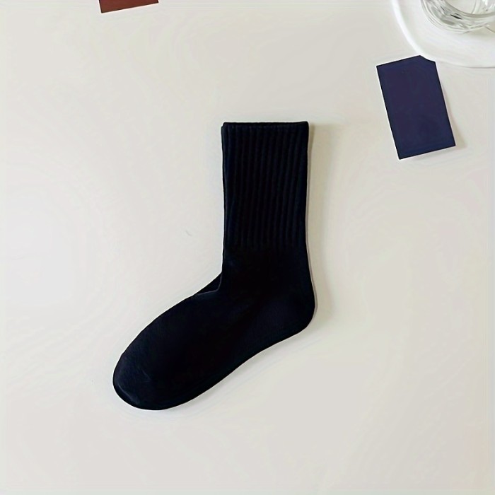 5-6 Pairs Unisex Comfy Crew Socks - Breathable, Fashion Versatile Socks for Men and Women - Soft, Casual, Sports Socks with Arch Support for Everyday Wear