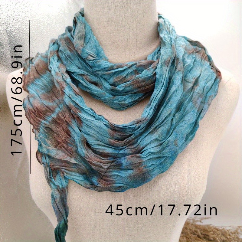 Elegant Red Tie-Dye Striped Scarf for Women - Soft Cotton, Non-Stretch, Knit Winter Shawl