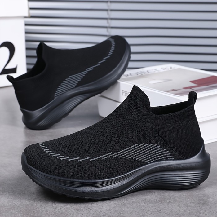 Breathable & Lightweight Women's Sneakers - Casual Slip-On Sneakers with Striped Design, Comfortable Fabric Lining