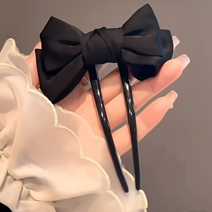 Elegant New Chinese Style Fabric Bow U-Shaped Hairpin - Chic Party Accessory For Stylish Updos