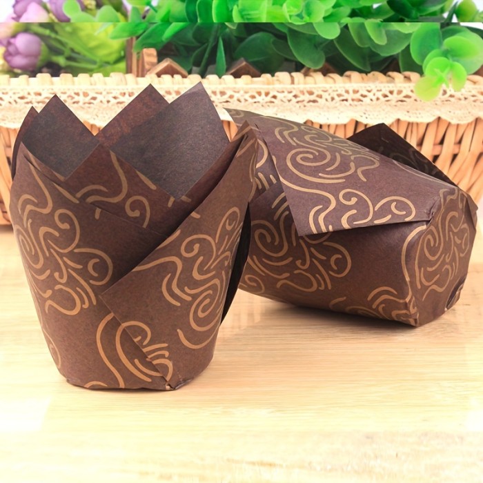 50pcs, Disposable Tulip Muffin Cups, Cloud Stripes Newspaper Pattern Paper Cake Cups, Greaseproof Paper Cupcake Liners, Muffin Molds, Baking Tools, Kitchen Gadgets, Kitchen Accessories