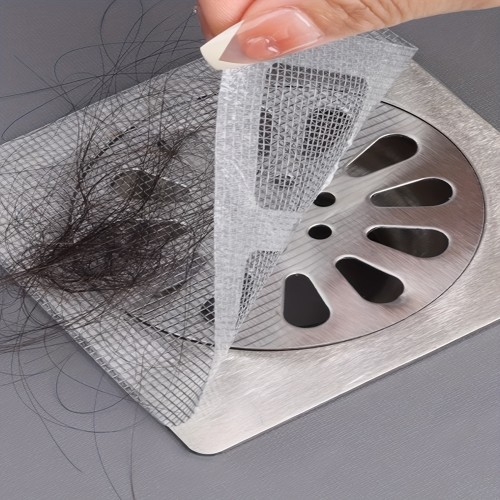 10pcs Disposable Shower Drain Hair Catcher - Effective Hair Stopper for Bathroom Bathtub, Floor Sink Strainer Filter Mesh Stickers, Easy to Clean, Convenient Bathroom Accessories