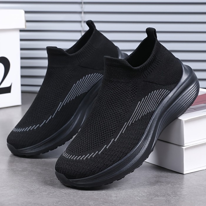 Breathable & Lightweight Women's Sneakers - Casual Slip-On Sneakers with Striped Design, Comfortable Fabric Lining