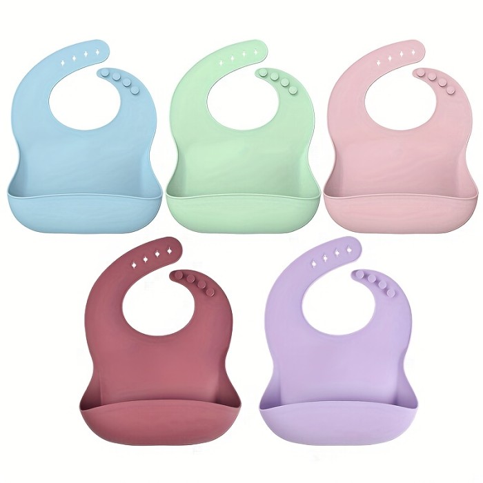 BPA Free Silicone Baby Bibs For Babies & Toddlers (10-72 Months) Waterproof, Soft, Unisex, Non Messy, Adjustable Fit Waterproof Bibs
