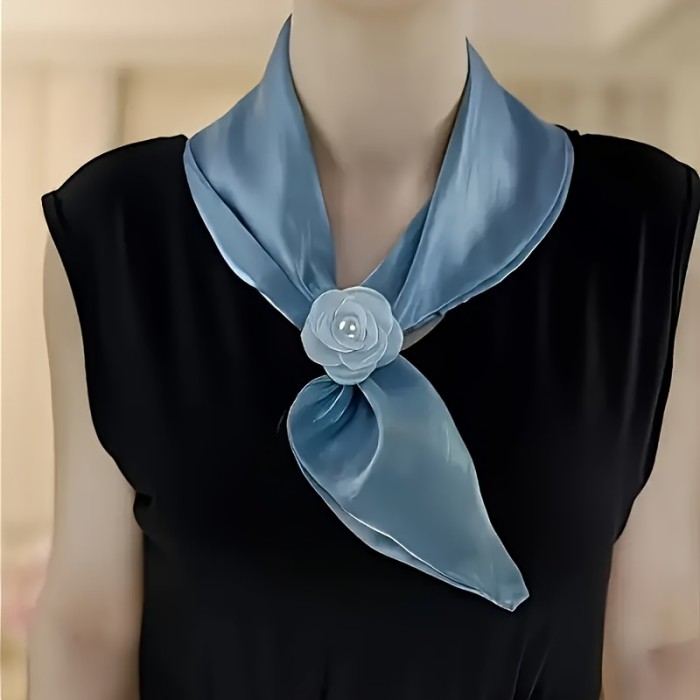 Elegant Rose Pattern Lightweight Scarf Set for Women (1 Piece), Breathable Polyester, Versatile for All Seasons, Striped Teen Fashion Accessory, Suitable for Over 15 Years Old - Perfect for Spring, Summer, Fall, and Winter