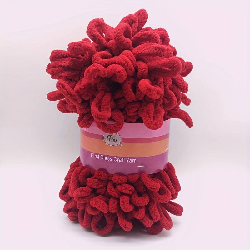 Chunky Loop Yarn for DIY Knitting and Crochet - 1 Pack Hand Knitting Craft Yarn, Polyester Finger Loop Yarn in Multiple Colors, Ideal for Home Decor Pillows, Blankets, Scarves, and Crafts Supplies
