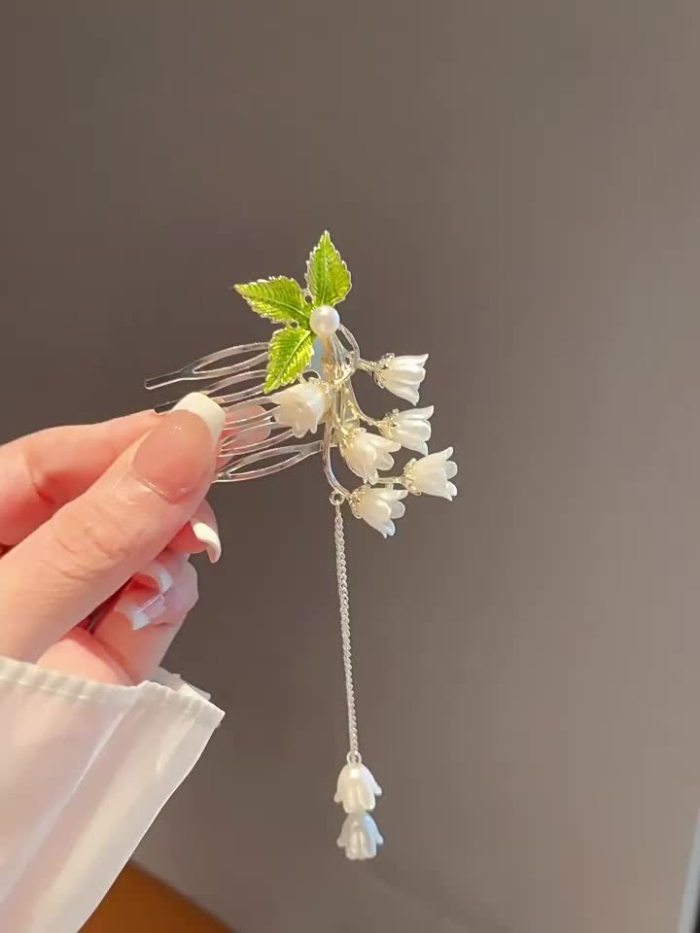For Women And Girls, Ideal Gift Choice, Elegant Flowers Tassel Hair Combs, Sweet Hanfu Decorative Hair Accessories
