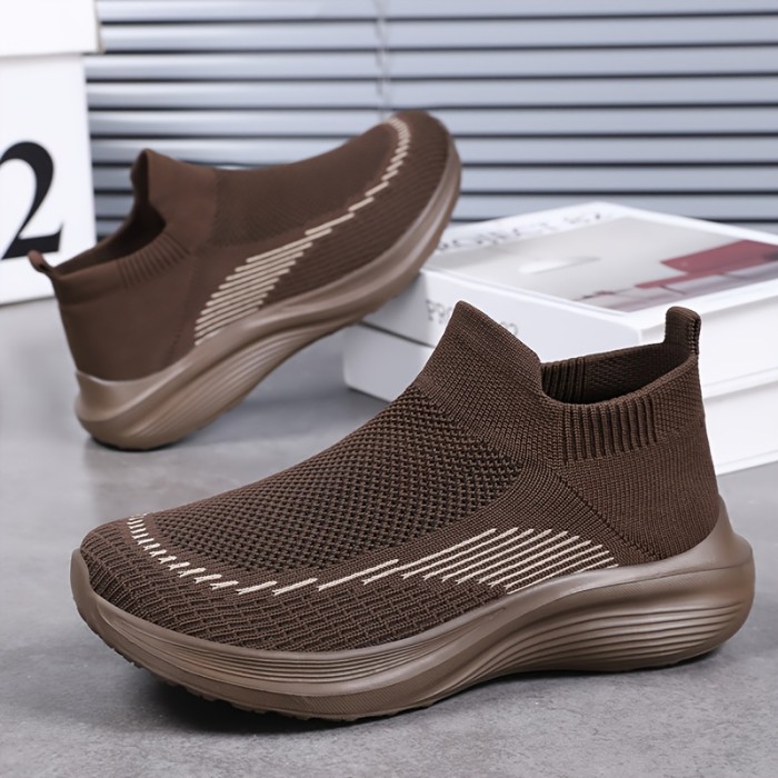 Breathable & Lightweight Women's Sneakers - Casual Slip-On Sneakers with Striped Design, Comfortable Fabric Lining