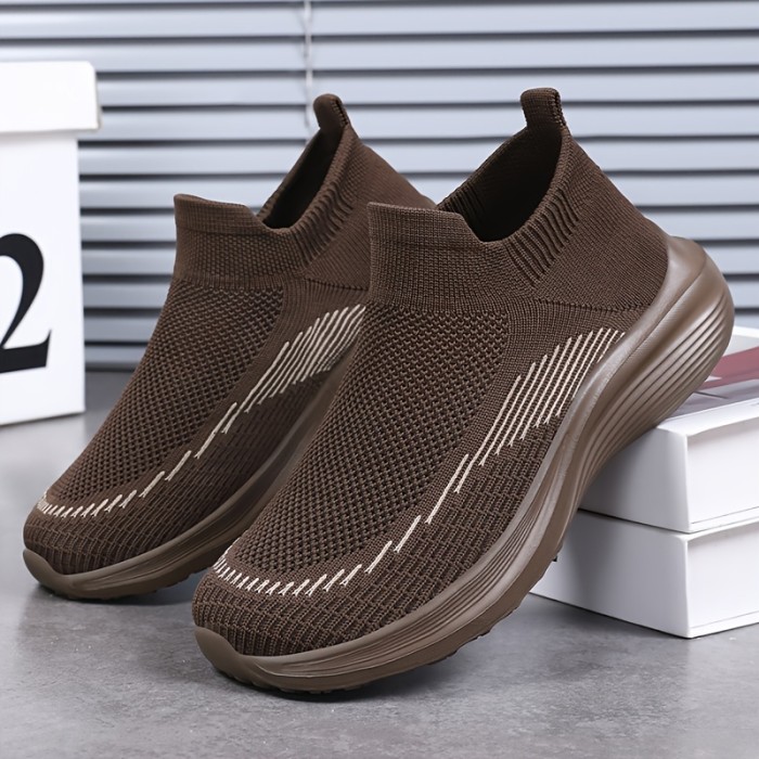 Breathable & Lightweight Women's Sneakers - Casual Slip-On Sneakers with Striped Design, Comfortable Fabric Lining