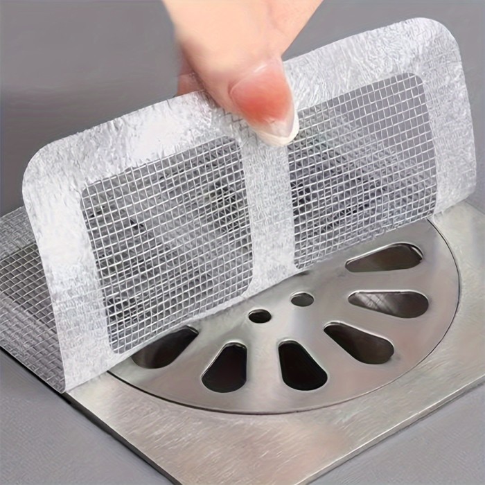 10pcs Disposable Shower Drain Hair Catcher - Effective Hair Stopper for Bathroom Bathtub, Floor Sink Strainer Filter Mesh Stickers, Easy to Clean, Convenient Bathroom Accessories