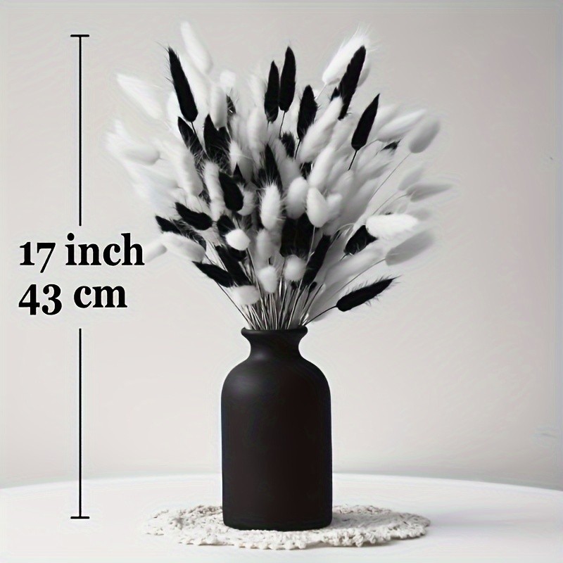 Boho Chic Black & White Bunny Tail Grass Bouquet - 81pcs Artificial Arrangement for Home, Party, and Wedding Decor, Perfect for Holiday Celebrations