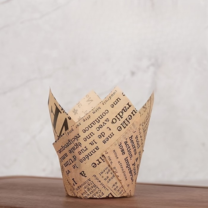 50pcs, Disposable Tulip Muffin Cups, Cloud Stripes Newspaper Pattern Paper Cake Cups, Greaseproof Paper Cupcake Liners, Muffin Molds, Baking Tools, Kitchen Gadgets, Kitchen Accessories