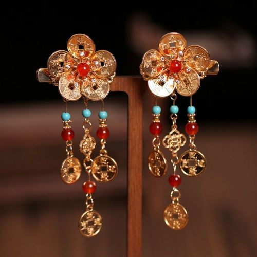 1pc Vintage Alloy Hair Stick with Retro Pearl Tassel, Hanfu Headwear Comb, Hair Ball Headdress for Women - Ancient Chinese Style Jewelry Accessory, No Feather
