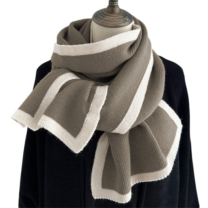 Chic Patchwork Scarf Shawl Wrap for Women - Cozy Polyester & Spandex Blend, Perfect for Fall\u002FWinter