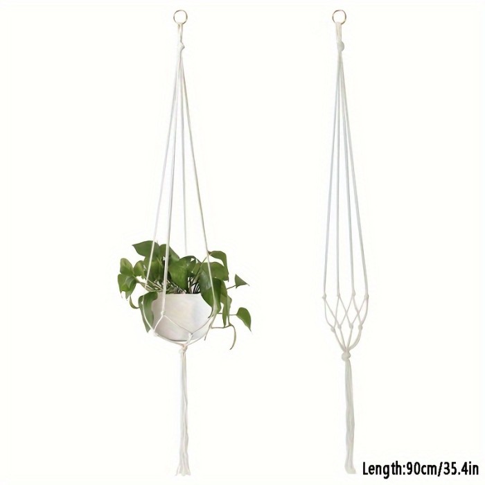 1 Pack, Exquisite Macrame Handmade Plant Hanger Basket - Boho Chic Flower Pot Holder for Balcony Hanging Decoration, Durable Flowerpot Net Bag for Home Garden Supplies with Rustic Charm