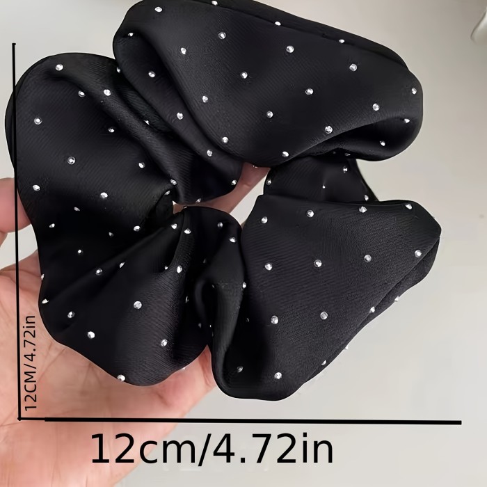 3 Pcs Satin Scrunchies With Rhinestones Decor - Soft And Comfortable Hair Ties For Ponytail And Hair Accessories