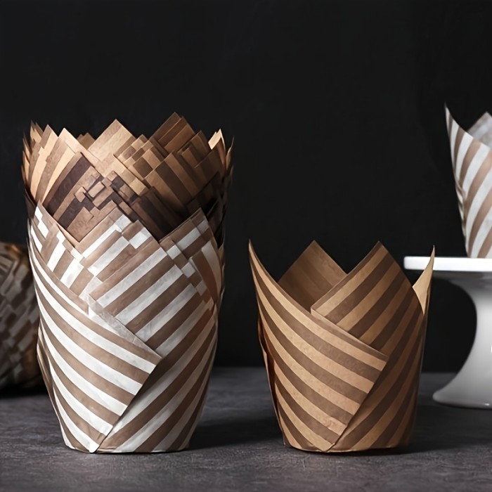 50pcs, Disposable Tulip Muffin Cups, Cloud Stripes Newspaper Pattern Paper Cake Cups, Greaseproof Paper Cupcake Liners, Muffin Molds, Baking Tools, Kitchen Gadgets, Kitchen Accessories