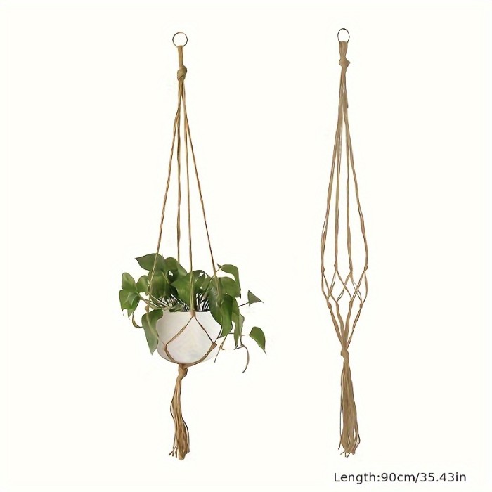1 Pack, Exquisite Macrame Handmade Plant Hanger Basket - Boho Chic Flower Pot Holder for Balcony Hanging Decoration, Durable Flowerpot Net Bag for Home Garden Supplies with Rustic Charm