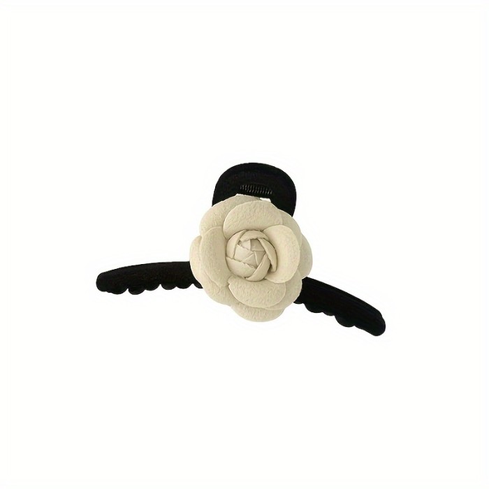2pcs Velvet Camellia Bow Hair Clips 2pcs Velvet Camellia Bow Hair Clips, Elegant French Style Hair Accessories, Chic Shark Clips for All Hair Types, Lightweight Styling Tools