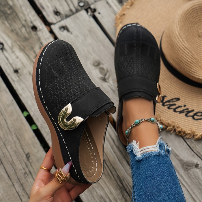 Women's Wedge Heeled Sandals, Casual Slip On Platform Shoes, Comfortable Slip On Sandals