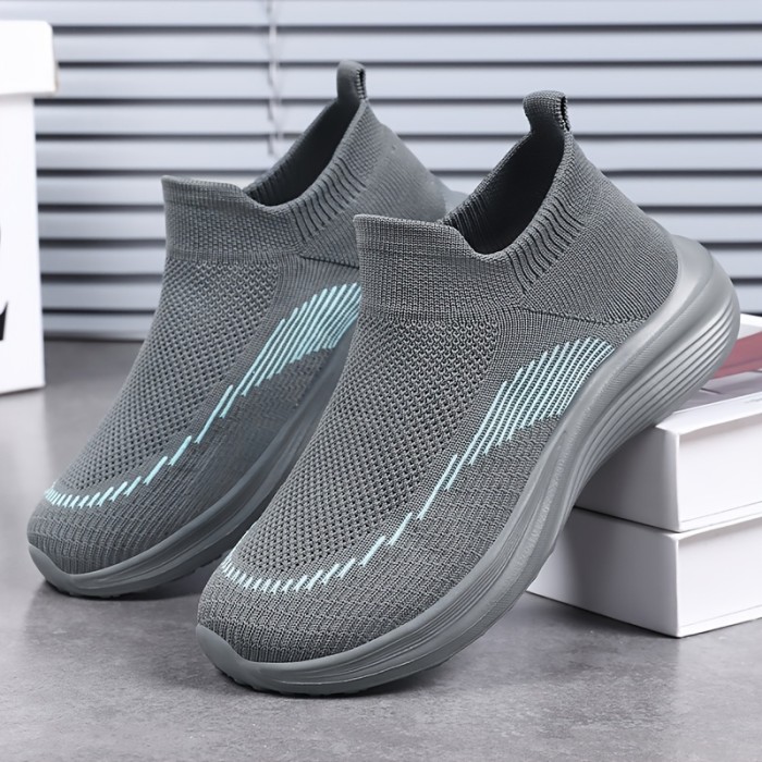 Breathable & Lightweight Women's Sneakers - Casual Slip-On Sneakers with Striped Design, Comfortable Fabric Lining