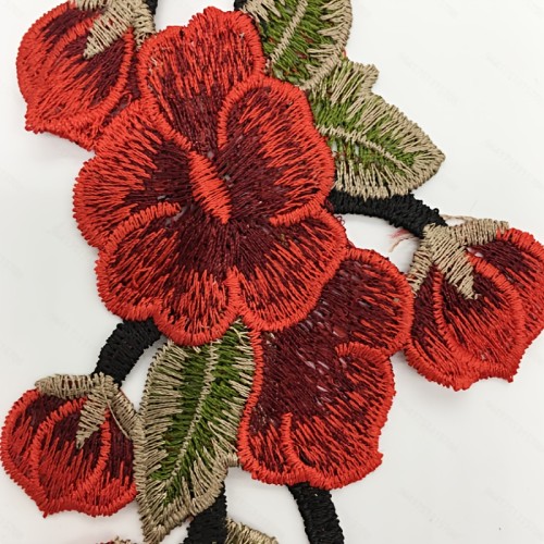 1pc Elegant Red 3D Floral Lace Trim, 16.9\