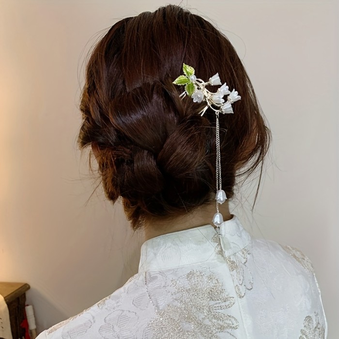 For Women And Girls, Ideal Gift Choice, Elegant Flowers Tassel Hair Combs, Sweet Hanfu Decorative Hair Accessories