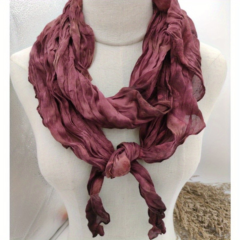 Elegant Red Tie-Dye Striped Scarf for Women - Soft Cotton, Non-Stretch, Knit Winter Shawl