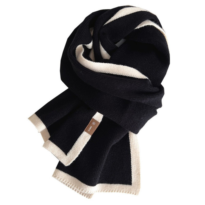 Chic Patchwork Scarf Shawl Wrap for Women - Cozy Polyester & Spandex Blend, Perfect for Fall\u002FWinter