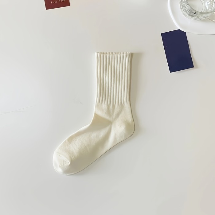 5-6 Pairs Unisex Comfy Crew Socks - Breathable, Fashion Versatile Socks for Men and Women - Soft, Casual, Sports Socks with Arch Support for Everyday Wear
