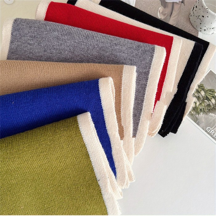 Chic Patchwork Scarf Shawl Wrap for Women - Cozy Polyester & Spandex Blend, Perfect for Fall\u002FWinter