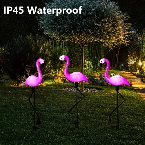 1pc\u002F3pcs Garden Outdoor Flamingo LED Stake Lights Solar Powered For Garden, Lawn, Patio, Pond, Backyard Decor, Halloween Decorations Lights Outdoor