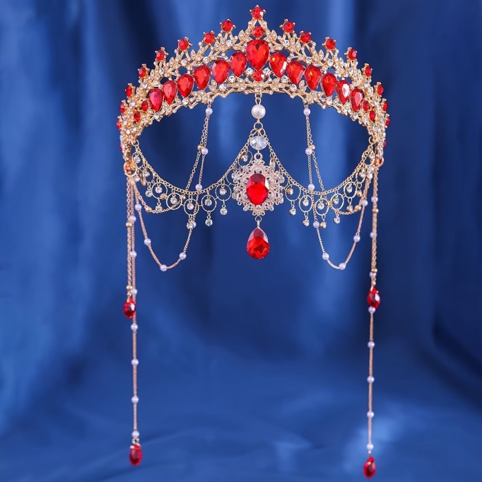 Exotic Wave Headpiece: Ancient Dunhuang and Western Silk Road Costume Accessories - Princess and Knight Themed Zinc Alloy Crown with Tassel Earring for Hanfu Hair Accessories