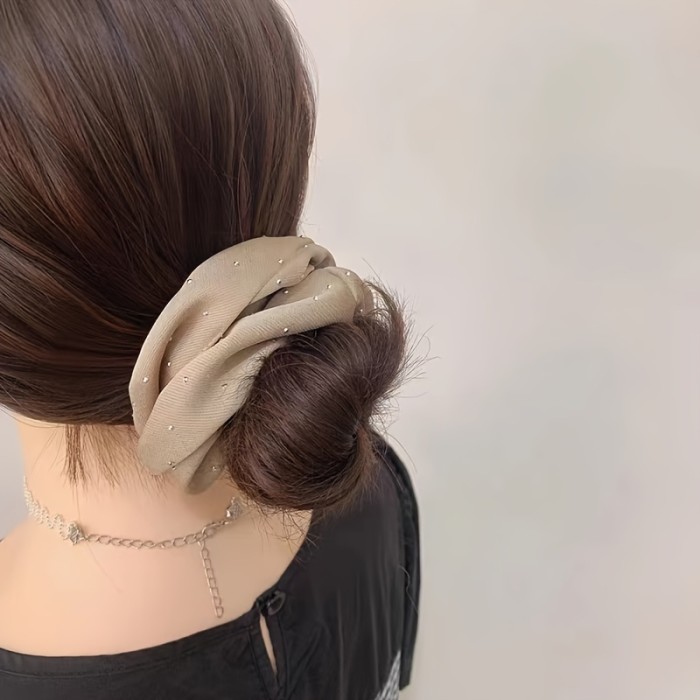 3 Pcs Satin Scrunchies With Rhinestones Decor - Soft And Comfortable Hair Ties For Ponytail And Hair Accessories