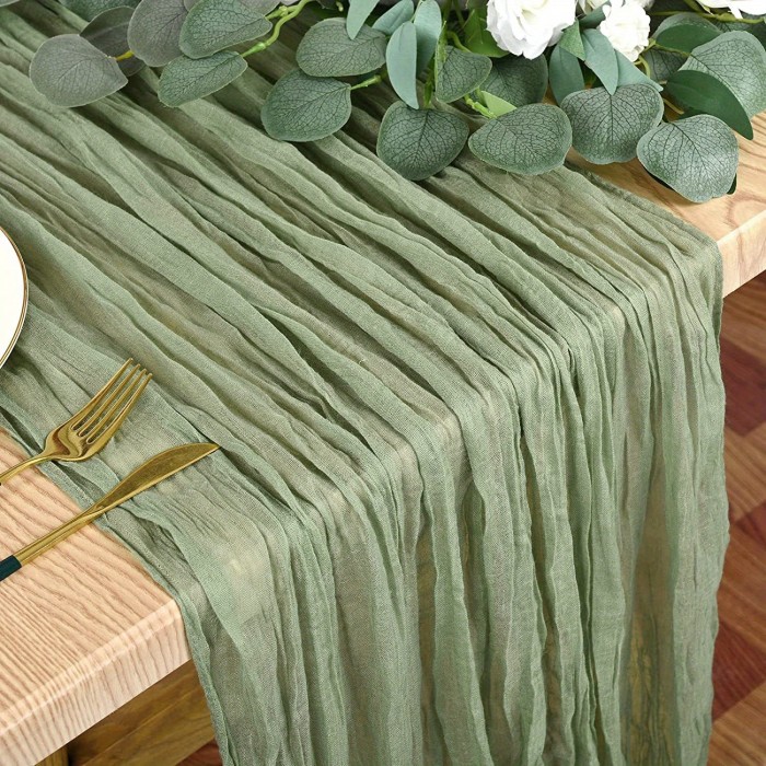 1\u002F6pcs, Rustic Bohemian Cheesecloth Table Runner - Polyester Striped Rectangle Woven Decor with Lacey Texture for Christmas Wedding Bridal Shower Holiday Party Decoration