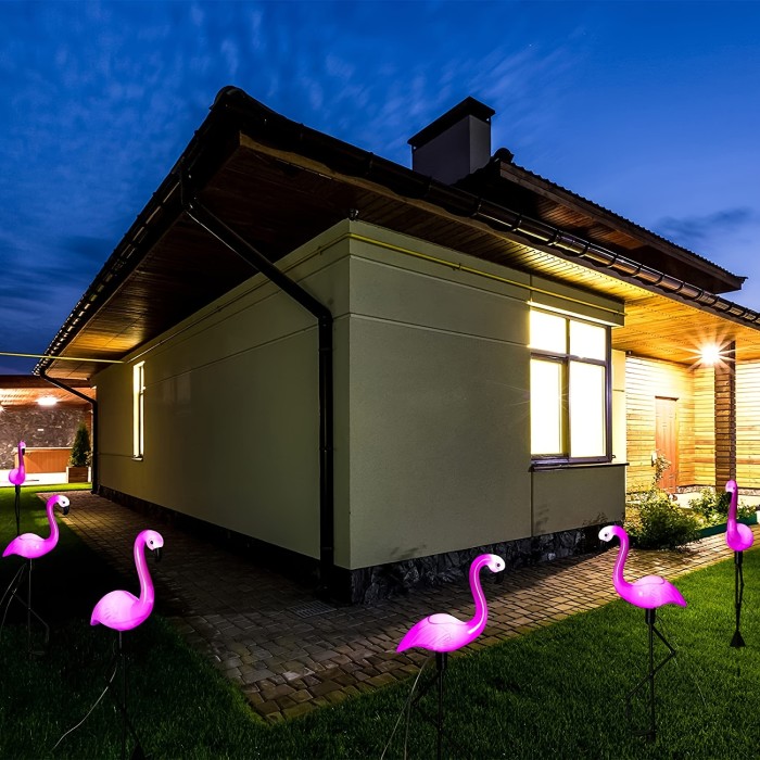 1pc\u002F3pcs Garden Outdoor Flamingo LED Stake Lights Solar Powered For Garden, Lawn, Patio, Pond, Backyard Decor, Halloween Decorations Lights Outdoor