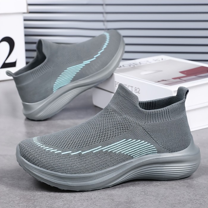 Breathable & Lightweight Women's Sneakers - Casual Slip-On Sneakers with Striped Design, Comfortable Fabric Lining