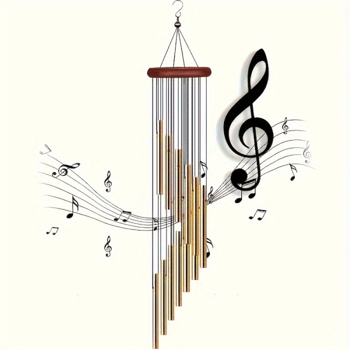 1Pc Metal Wind Chimes, Tuned Aluminum Tubes, No-Electricity Melodic Decor, Home & Shop Hanging Ornament Craft Gift Christmas Day