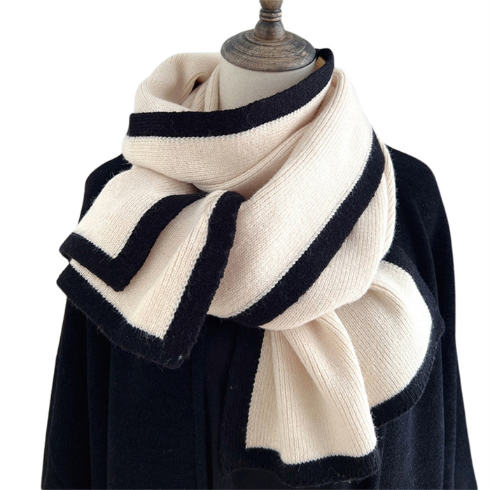 Chic Patchwork Scarf Shawl Wrap for Women - Cozy Polyester & Spandex Blend, Perfect for Fall\u002FWinter