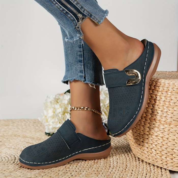 Women's Wedge Heeled Sandals, Casual Slip On Platform Shoes, Comfortable Slip On Sandals