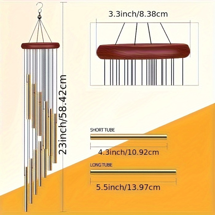 1Pc Metal Wind Chimes, Tuned Aluminum Tubes, No-Electricity Melodic Decor, Home & Shop Hanging Ornament Craft Gift Christmas Day