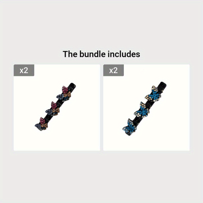 Vintage Braids Hair Clips For Women, Sparkling Rhinestone Crystal Butterfly Barrette Hair Accessories For Side Hair Bang Women, Elegant Hair Accessories