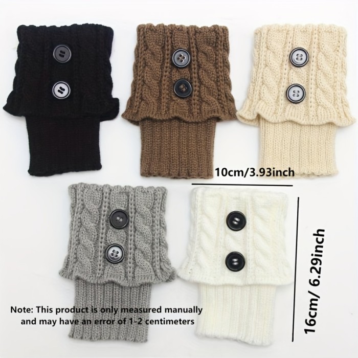 Button Detail Leg Warmers, Crochet Knitted Boot Leg Warmers Socks, Women's Stockings & Hosiery