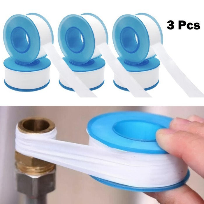 1\u002F3pcs PTFE Water Pipe Tape, Oil-free Sealing Tape, Fitting Thread Seal Tape, White Pipe Thread Seal Raw Material Tape, Home Essential Bath\u002FBathroom Accessories