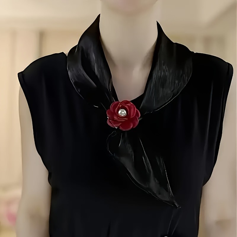 Elegant Rose Pattern Lightweight Scarf Set for Women (1 Piece), Breathable Polyester, Versatile for All Seasons, Striped Teen Fashion Accessory, Suitable for Over 15 Years Old - Perfect for Spring, Summer, Fall, and Winter