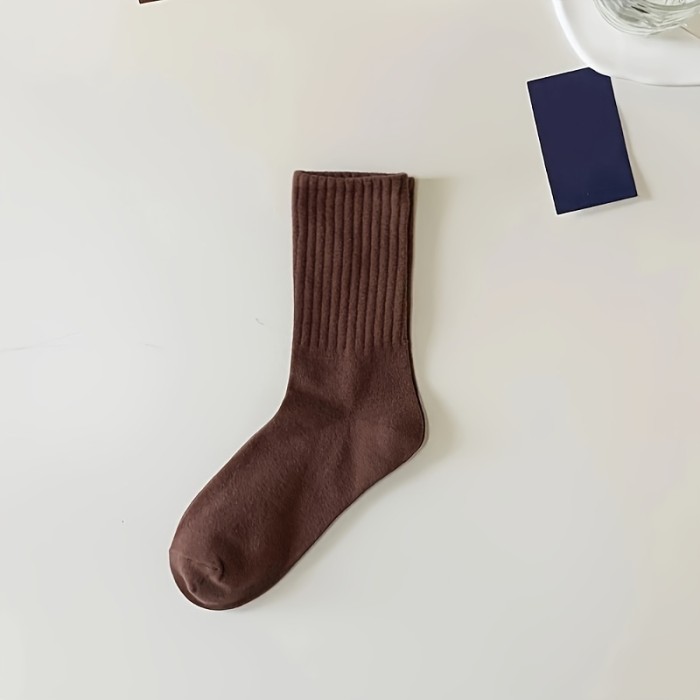 5-6 Pairs Unisex Comfy Crew Socks - Breathable, Fashion Versatile Socks for Men and Women - Soft, Casual, Sports Socks with Arch Support for Everyday Wear