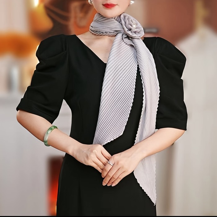 Elegant Style Polyester Scarf - Mature 100% Polyester Rose Detail, Breathable Decorative Long Ribbon, Knitted & Woven Craftsmanship, Inelastic, Dry Clean or Hand Wash, Perfect for Night Out Accessory