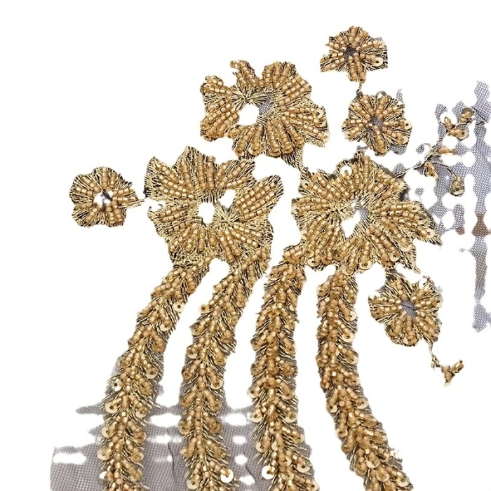 1pc Embroidered Sequin Beaded Collar Trim, 3D Flower Embroidery, DIY Wedding Dress Accessories, Available in White, Black, Golden Colors